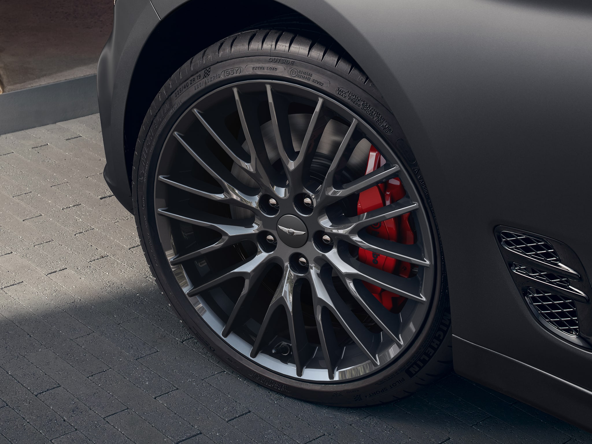 2022 Genesis G70 with available Brembo brakes.