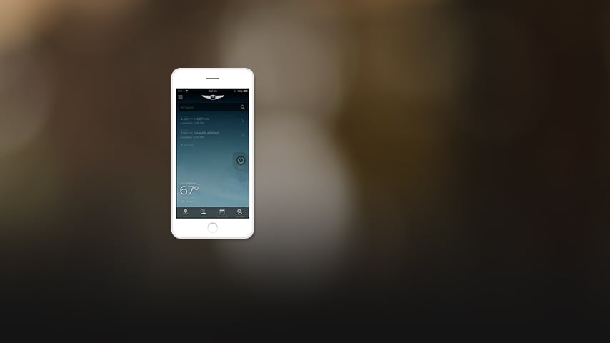 Genesis Home app displayed on an iPhone.